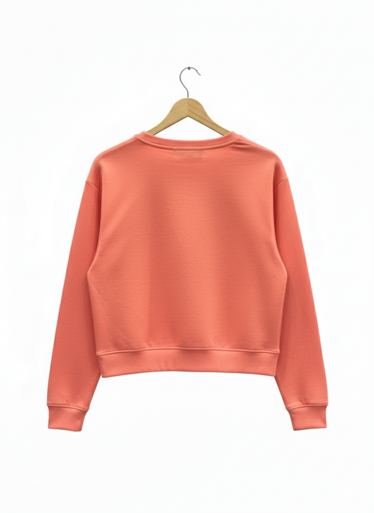 Coral Pink Cropped Sweatshirt