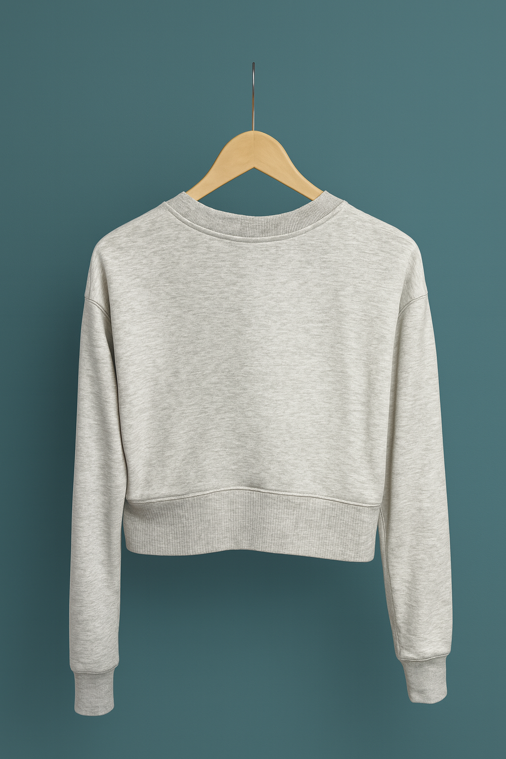 Heather Grey Thumb-Hole Cropped Sweatshirt