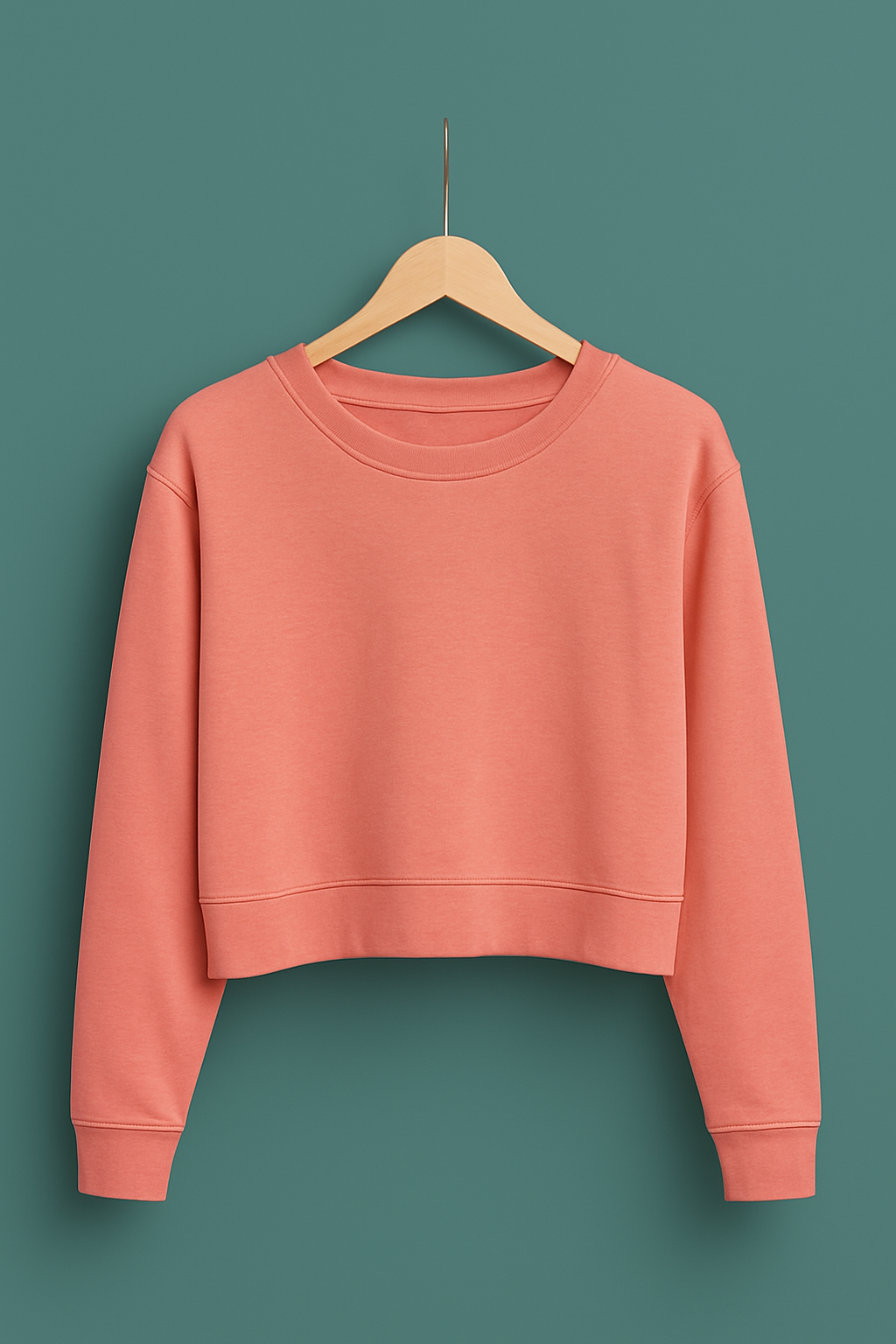 Coral Pink  Cropped Sweatshirt