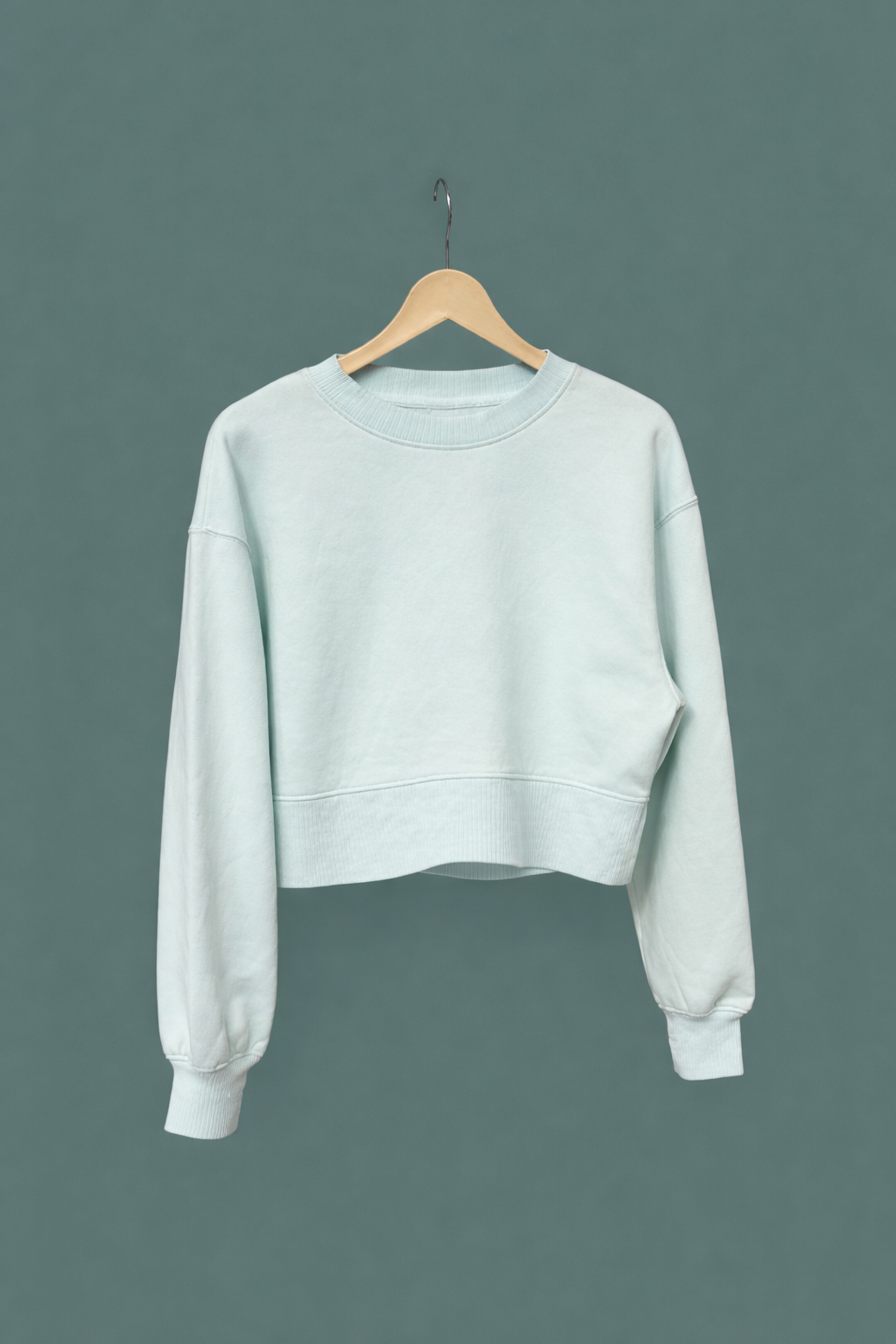Mint Green Cropped sweatshirt Thumb-hole