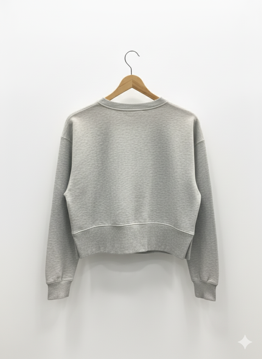 Heather Grey Thumb-Hole Cropped Sweatshirt