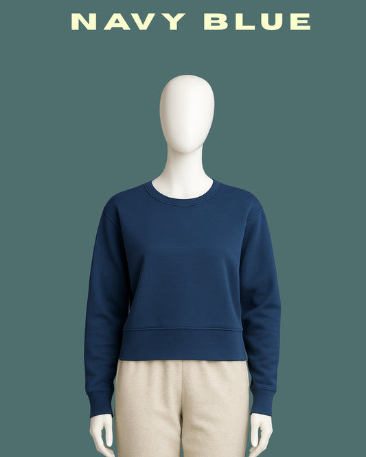 Navy Blue Cropped Sweatshirt