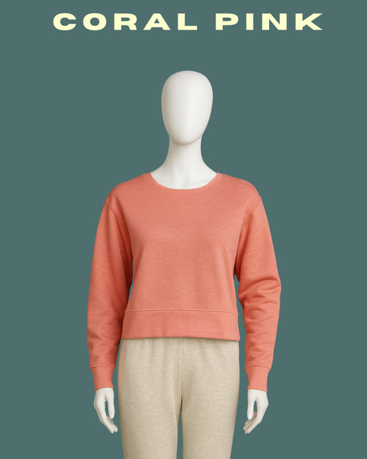 Coral Pink  Cropped Sweatshirt