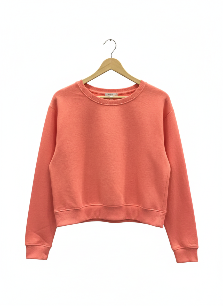 Coral Pink  Cropped Sweatshirt