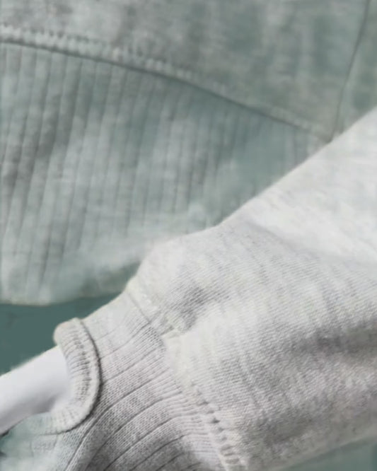 Heather Grey Thumb-Hole Cropped Sweatshirt